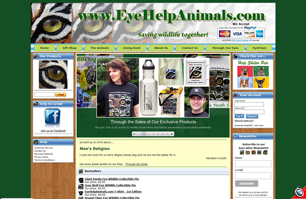 Eye Help Animals e-commerce website