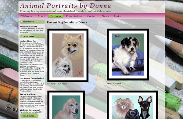 Animal Portraits by Donna CMS-enabled website