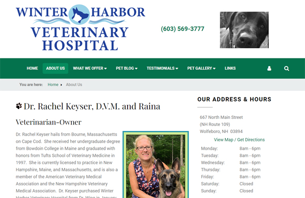 Winter Harbor Veterinary Hospital CMS-enabled website