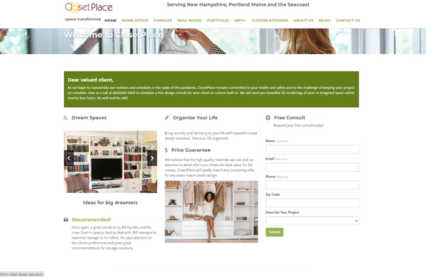 closetplace llc cms enabled website designed by pcs web design
