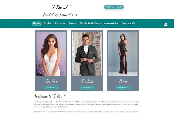 i do bridals and formalwear cms enabled website designed by pcs web design