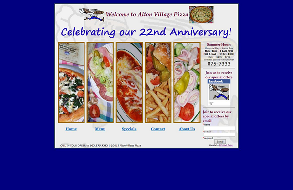 alton village pizza basic website designed by pcs web design web