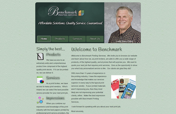 benchmark printing services cms enabled website designed by pcs web design web