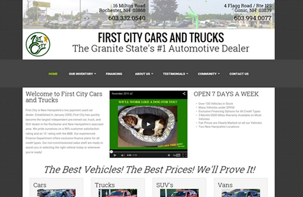 first city cars and trucks cms enabled website designed by pcs web design web