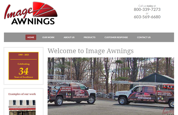 image awnings cms enabled website designed by pcs web design web