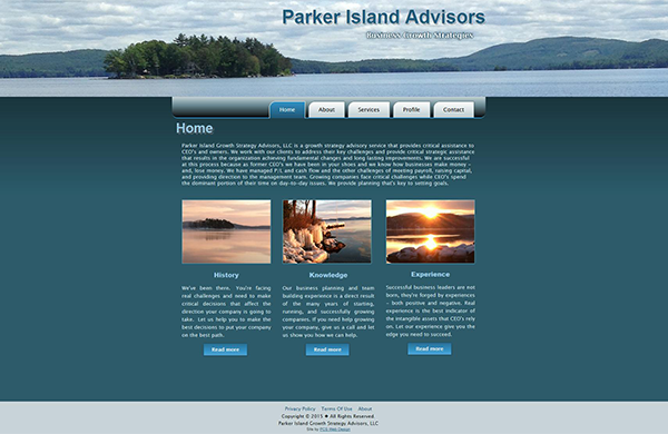 parker island advisors cms enabled website designed by pcs web design web