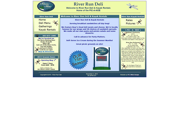 river run deli and kayak rentals basic website designed by pcs web design web