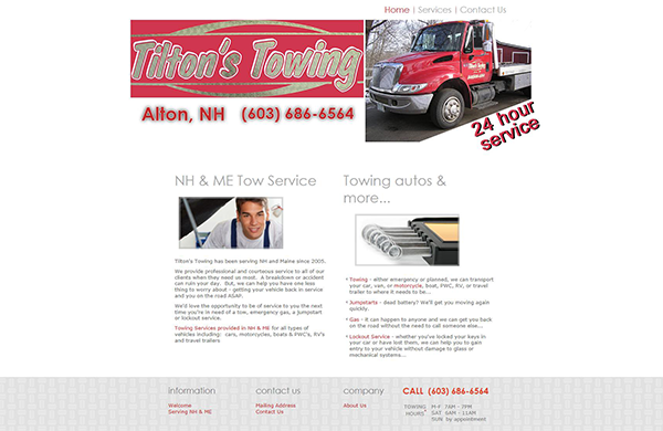 tiltons towing basic business website designed by pcs web design